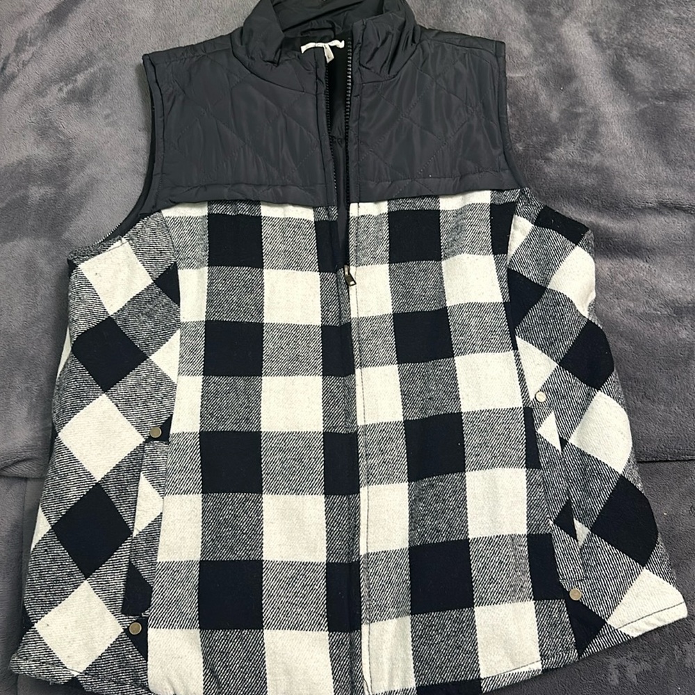 Black and white, checkered vest